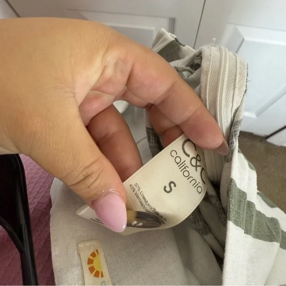 C&C California Olive and White Striped Jumpsuit - Picture 6 of 7